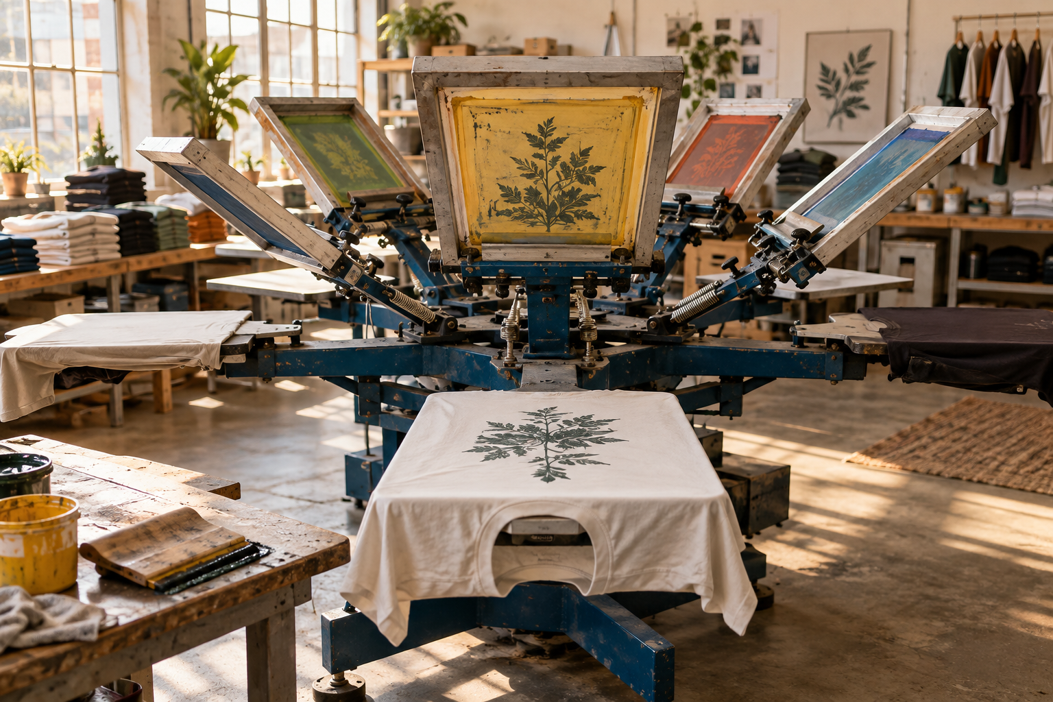 Kingdom Apparel screen printing press